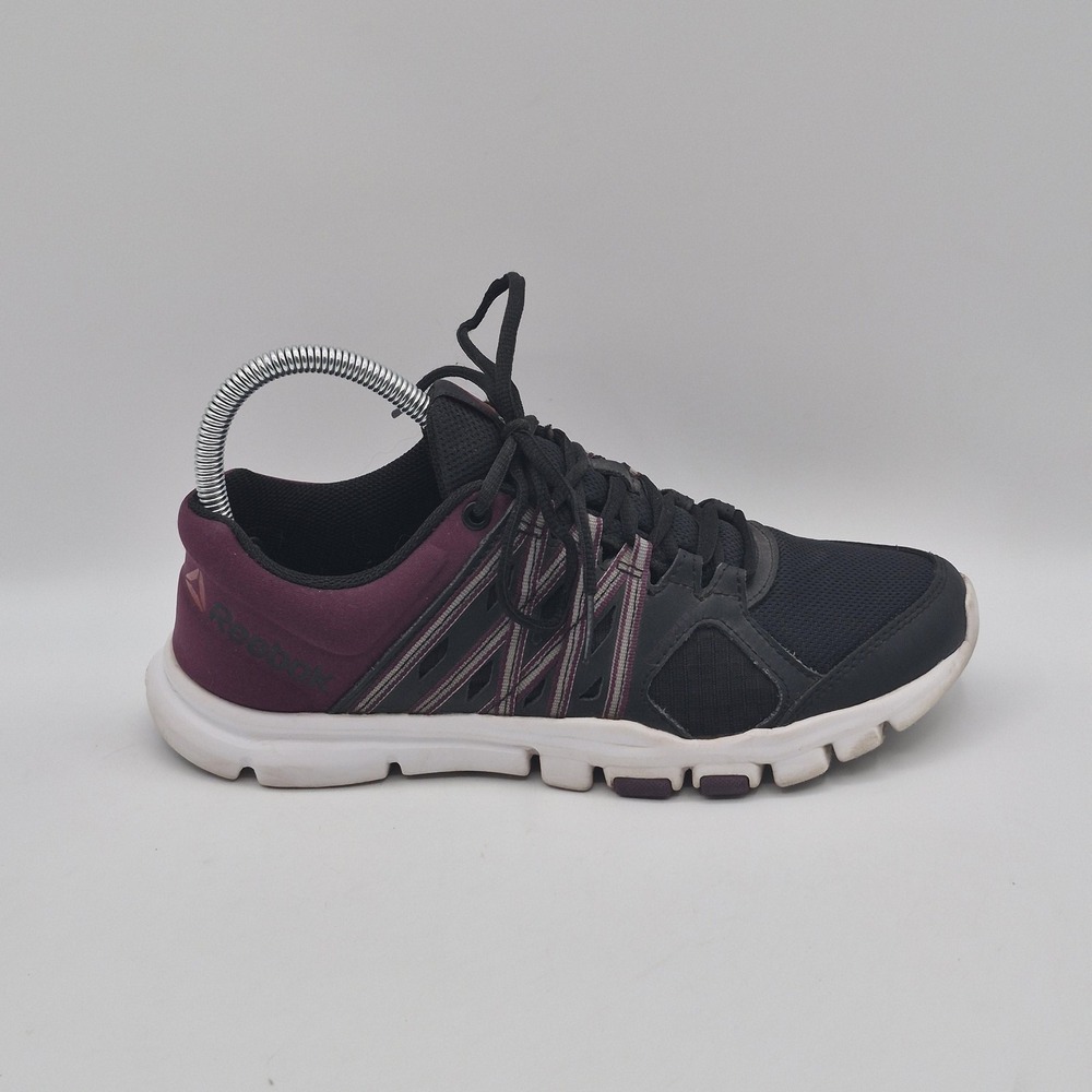 Reebok YourFlex Shoes Womens Size 8 Black Purple Mesh Athletic Training Sneakers - Picture 4 of 13